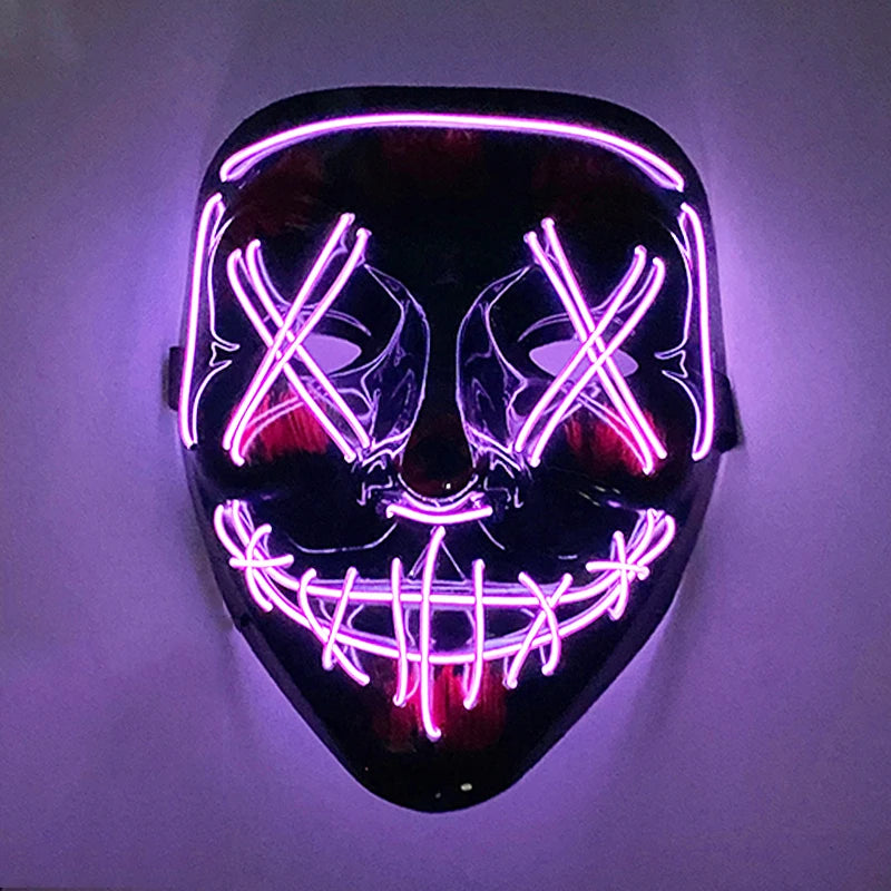 LED Glowing Purge Mask – Scary Light Up Halloween Cosplay & Party Costume