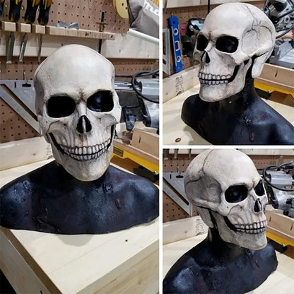 💀 Realistic Full Head Skull Mask – Movable Jaw Horror Helmet for Halloween & Cosplay