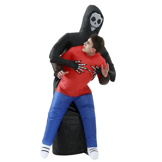 Inflatable Halloween Costume Blow up Suit Party Cosplay Suit Fancy Dress Grim Reaper Inflatable Costume for Adults (One Size)