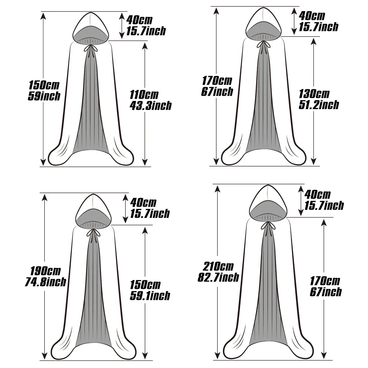 Black Hooded Halloween Cloak – Vampire, Witch & Devil Costume for Kids, Perfect for Cosplay & Parties