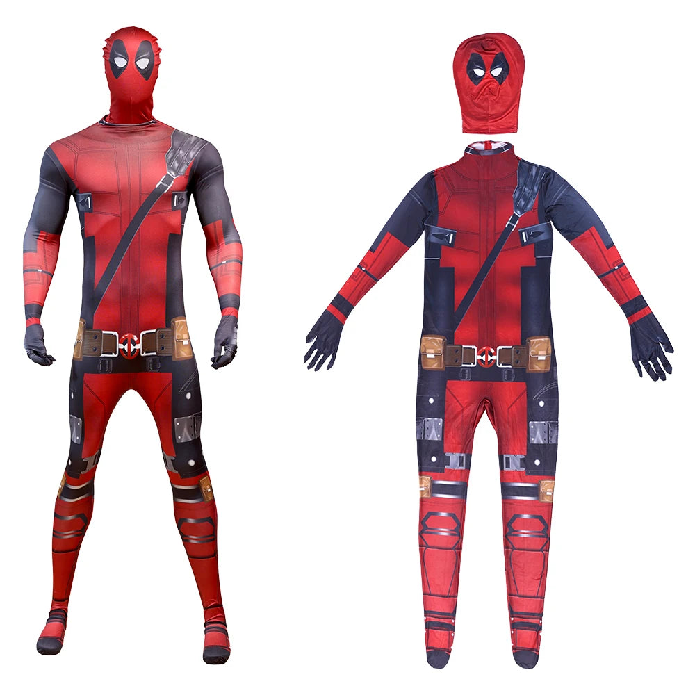 Deadpool Costume for Adults & Kids – Superhero Cosplay Jumpsuit with Mask for Halloween & Parties