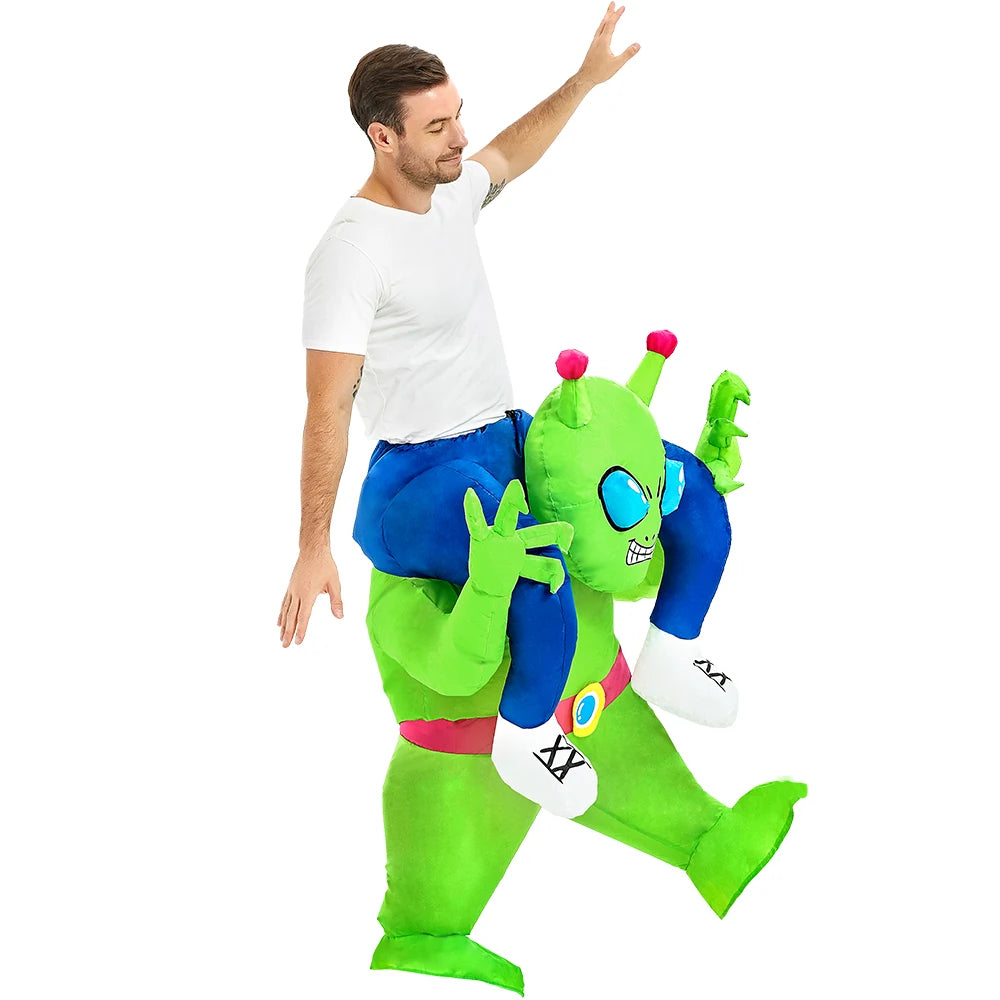 Alien Costume Adult Inflatable Costume Blow up Costume Ride on Suit Onesie Fancy Party Cosplay Dress Halloween Costumes for Men