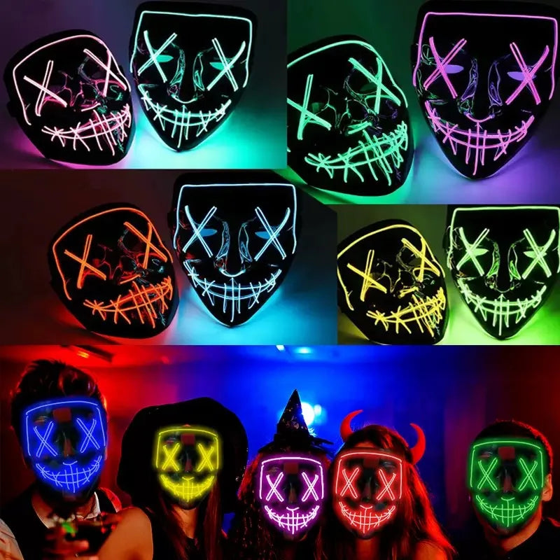 LED Glowing Purge Mask – Scary Light Up Halloween Cosplay & Party Costume
