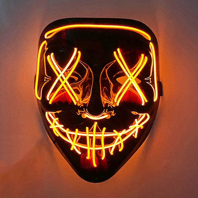 LED Glowing Purge Mask – Scary Light Up Halloween Cosplay & Party Costume
