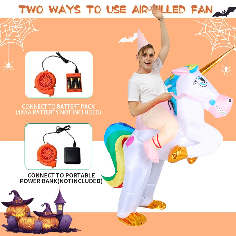 Cute Unicorn Inflatable Costume Halloween Party Cosplay Costumes Party Dress up for Halloween, Easter Christmas