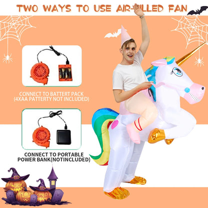 Cute Unicorn Inflatable Costume Halloween Party Cosplay Costumes Party Dress up for Halloween, Easter Christmas