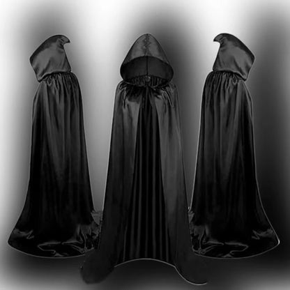 Black Hooded Halloween Cloak – Vampire, Witch & Devil Costume for Kids, Perfect for Cosplay & Parties