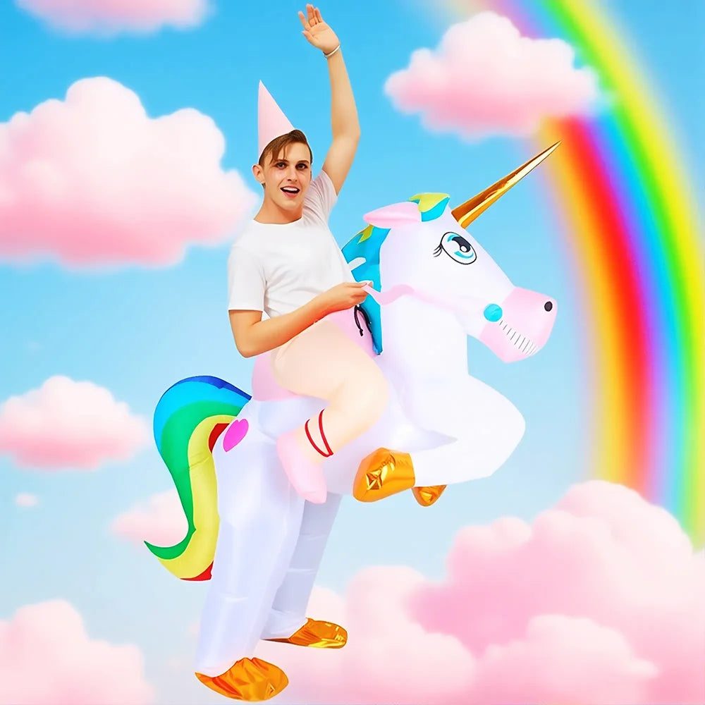Cute Unicorn Inflatable Costume Halloween Party Cosplay Costumes Party Dress up for Halloween, Easter Christmas