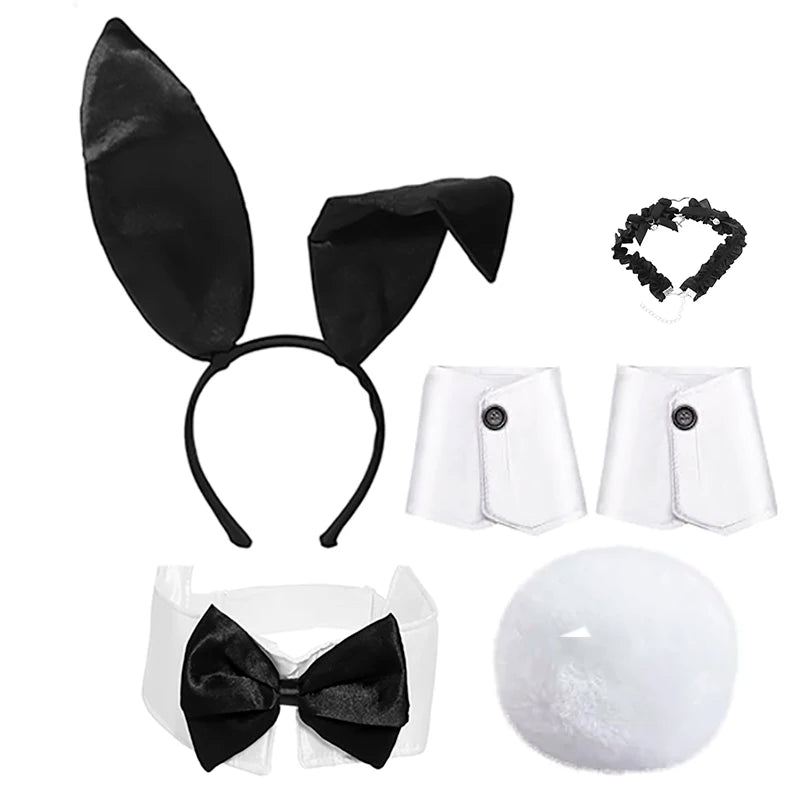 Sexy Bunny Girl Costume Set – Ears, Bow Tie, Tail & Gloves | Women’s Easter & Halloween Party Cosplay Outfit