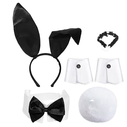 Sexy Bunny Girl Costume Set – Ears, Bow Tie, Tail & Gloves | Women’s Easter & Halloween Party Cosplay Outfit
