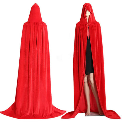 Unisex Adult Velvet Cloak Casual Solid Hooded Vampire Cape for Halloween Party Final Destination Capes Ponchos for Women and Men