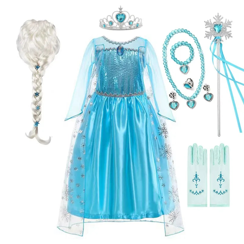 Sparkling Elsa & Anna Princess Dresses for Girls - Enchanting Frozen Cosplay Costumes for Birthdays & Carnivals