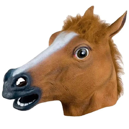 Realistic Brown Horse Head Mask – Funny Latex Animal Mask for Adults & Kids, Halloween & Cosplay Costume Accessory