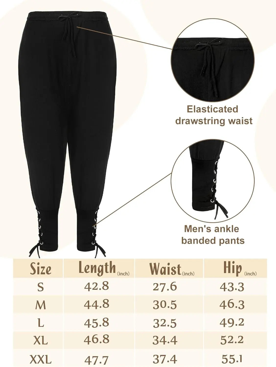 Men’s Viking Costume Set – 4 Pcs Medieval Warrior Outfit with Shirt, Pants & Belt Accessories