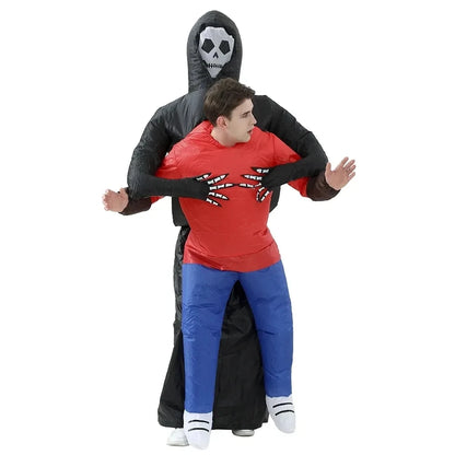 Inflatable Halloween Costume Blow up Suit Party Cosplay Suit Fancy Dress Grim Reaper Inflatable Costume for Adults (One Size)