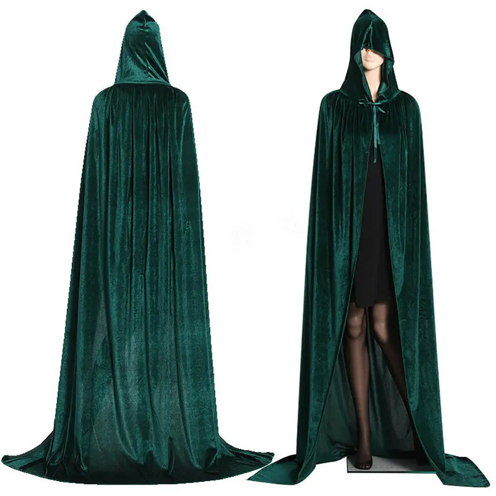 Unisex Adult Velvet Cloak Casual Solid Hooded Vampire Cape for Halloween Party Final Destination Capes Ponchos for Women and Men