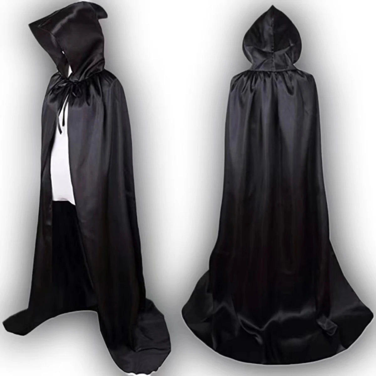 Black Hooded Halloween Cloak – Vampire, Witch & Devil Costume for Kids, Perfect for Cosplay & Parties