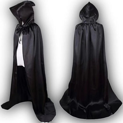 Black Hooded Halloween Cloak – Vampire, Witch & Devil Costume for Kids, Perfect for Cosplay & Parties