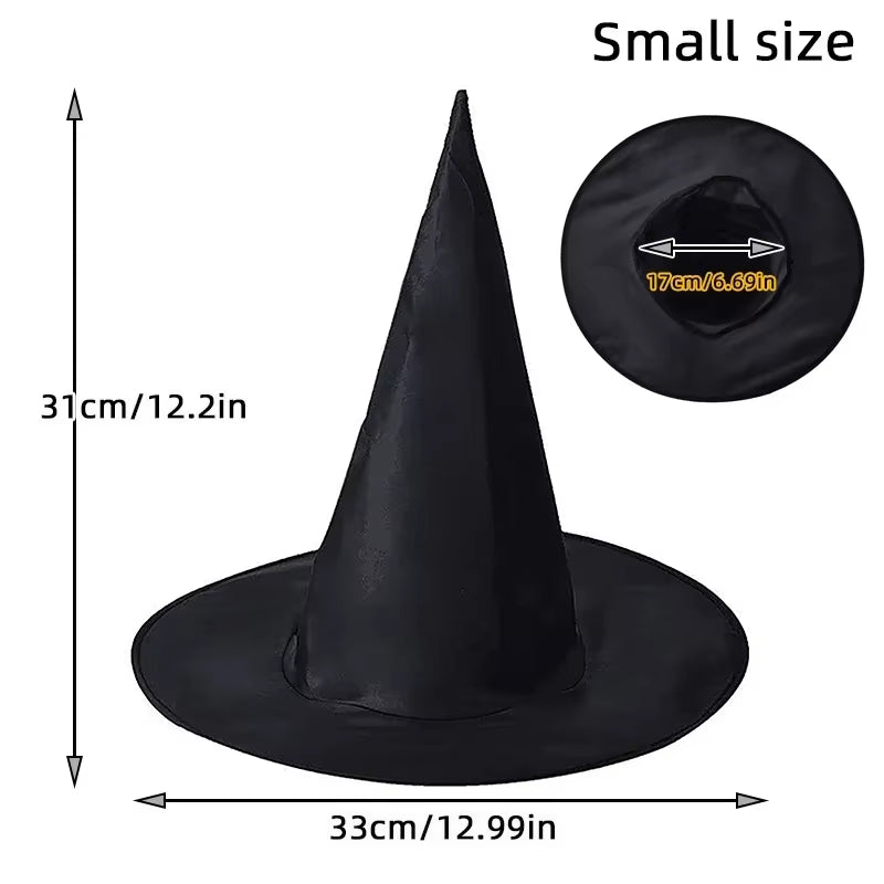 1–12PCS Halloween 2025 Black Witch Hat Hanging Decorations – Spooky Party Favors & Costume Accessories for Adults and Kids