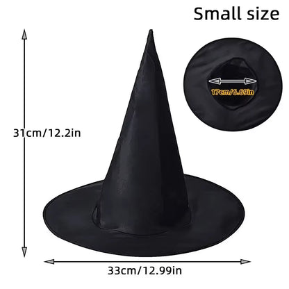 1–12PCS Halloween 2025 Black Witch Hat Hanging Decorations – Spooky Party Favors & Costume Accessories for Adults and Kids