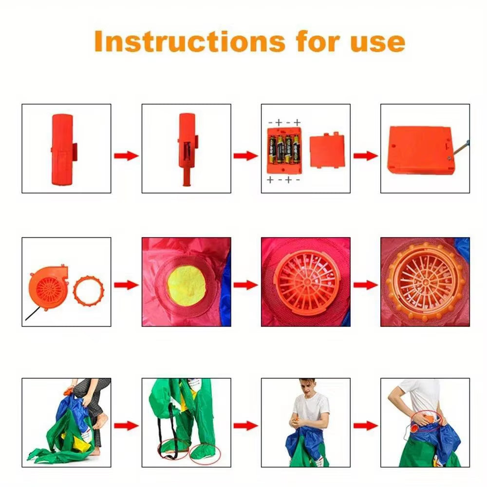 1Pcs Halloween Adults Inflatable T-Rex Dinosaur Costume Suit Cosplay Funny Air Blow-Up Suits Carnival Christmas Theme Party